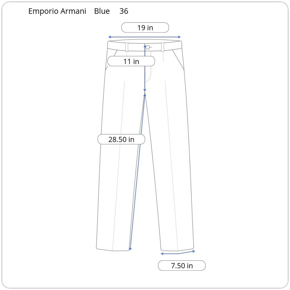Recent Emporio Armani Jersey Wool Dress Pants Mens 36 x 29 Blue Check Flat Front - Picture 3 of 10